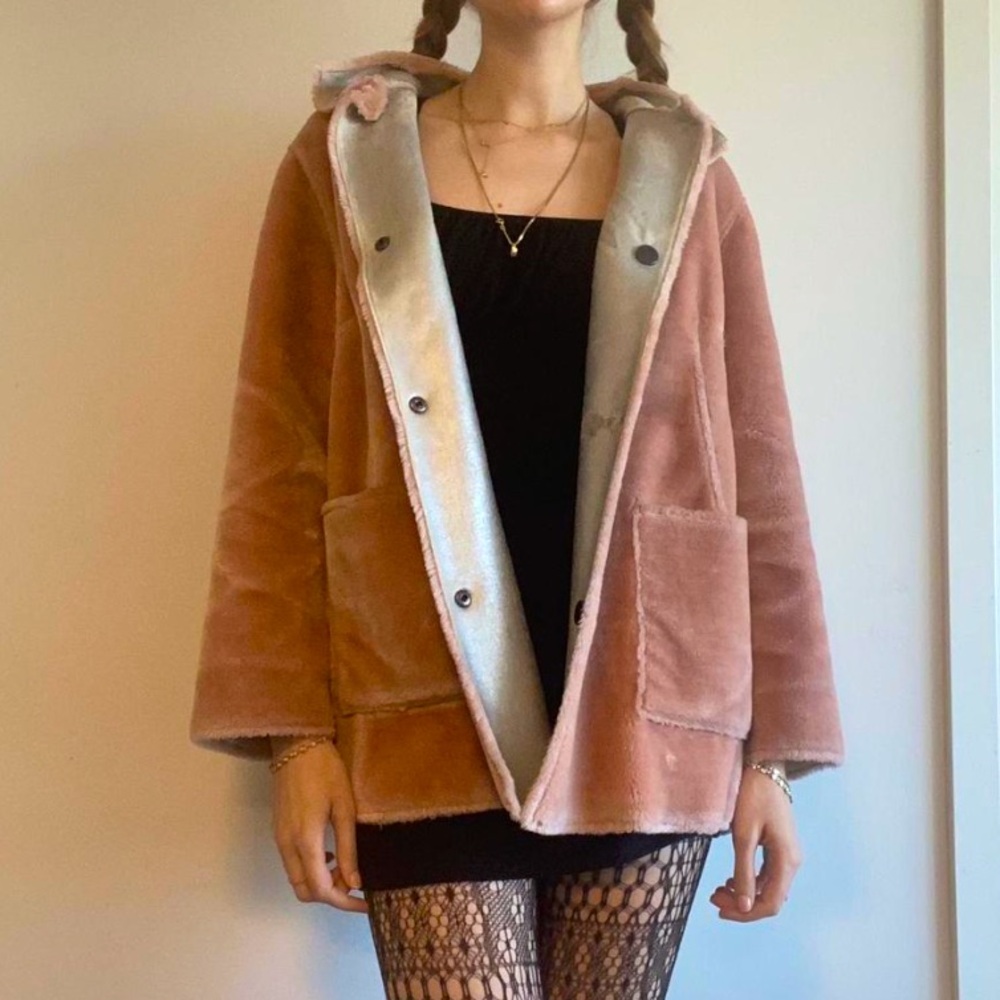 Opening Ceremony - reversible pink faux fur coat
